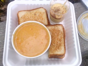 Pea Soup, Grilled Cheese and Banana Pudding