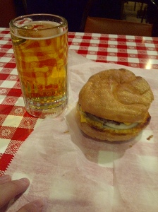 Billy Goat Tavern burger and Beer