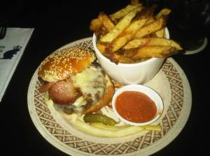 Hand Chopped Burger and Chips $18